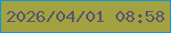 文字の大きさ：2、枠の色：0d99d4、背景の色：a4a141、文字の色：54556f 無料ブログパーツのブログ時計