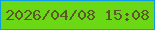 文字の大きさ：4、枠の色：0d9de6、背景の色：6ad815、文字の色：595a25 無料ブログパーツのブログ時計