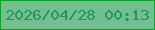 文字の大きさ：1、枠の色：0d9f28、背景の色：73bf8f、文字の色：219758 無料ブログパーツのブログ時計