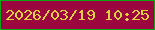 文字の大きさ：4、枠の色：0da415、背景の色：9c063f、文字の色：e0d041 無料ブログパーツのブログ時計