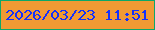 文字の大きさ：2、枠の色：0da769、背景の色：f19a34、文字の色：1431fb 無料ブログパーツのブログ時計