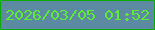 文字の大きさ：5、枠の色：0da907、背景の色：5b8aa2、文字の色：5dec35 無料ブログパーツのブログ時計