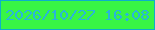 文字の大きさ：5、枠の色：0dafca、背景の色：38f545、文字の色：29b5db 無料ブログパーツのブログ時計