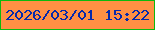 文字の大きさ：5、枠の色：0db80e、背景の色：ff9044、文字の色：0629ab 無料ブログパーツのブログ時計