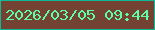 文字の大きさ：1、枠の色：0db996、背景の色：734233、文字の色：5efea2 無料ブログパーツのブログ時計