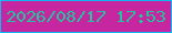 文字の大きさ：5、枠の色：0db9f3、背景の色：c726a1、文字の色：24c39e 無料ブログパーツのブログ時計