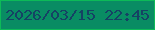 文字の大きさ：4、枠の色：0dba58、背景の色：098c63、文字の色：154264 無料ブログパーツのブログ時計