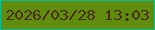 文字の大きさ：3、枠の色：0dbd92、背景の色：608d0e、文字の色：4a2e14 無料ブログパーツのブログ時計