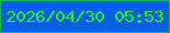 文字の大きさ：3、枠の色：0dbf48、背景の色：095ff2、文字の色：1af905 無料ブログパーツのブログ時計
