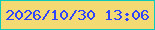 文字の大きさ：1、枠の色：0dc9b9、背景の色：f4da73、文字の色：3044fb 無料ブログパーツのブログ時計