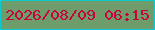 文字の大きさ：1、枠の色：0dc9d1、背景の色：6e9d6b、文字の色：c4053b 無料ブログパーツのブログ時計