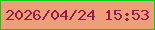 文字の大きさ：1、枠の色：0dcc14、背景の色：ee9e78、文字の色：971c4c 無料ブログパーツのブログ時計