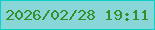 文字の大きさ：1、枠の色：0dcec9、背景の色：88d6d8、文字の色：378c2c 無料ブログパーツのブログ時計