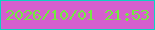 文字の大きさ：3、枠の色：0dd2c2、背景の色：d55fce、文字の色：72eb40 無料ブログパーツのブログ時計