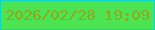 文字の大きさ：2、枠の色：0dd7c8、背景の色：4ce453、文字の色：8fa91f 無料ブログパーツのブログ時計