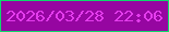 文字の大きさ：4、枠の色：0dd96c、背景の色：9606a1、文字の色：e43ded 無料ブログパーツのブログ時計