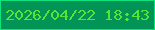 文字の大きさ：4、枠の色：0de37c、背景の色：029356、文字の色：59e238 無料ブログパーツのブログ時計