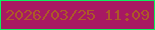 文字の大きさ：2、枠の色：0dee5e、背景の色：a71962、文字の色：ac5a28 無料ブログパーツのブログ時計