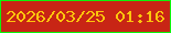 文字の大きさ：4、枠の色：0df30a、背景の色：c82515、文字の色：fcc50d 無料ブログパーツのブログ時計