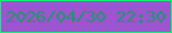文字の大きさ：4、枠の色：0df476、背景の色：9c54cf、文字の色：19986a 無料ブログパーツのブログ時計
