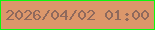文字の大きさ：1、枠の色：0df70f、背景の色：dc976b、文字の色：8f695c 無料ブログパーツのブログ時計