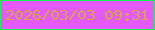 文字の大きさ：1、枠の色：0dfb49、背景の色：e45afe、文字の色：d8a443 無料ブログパーツのブログ時計