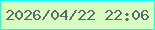 文字の大きさ：1、枠の色：0dfff5、背景の色：d7fec0、文字の色：666175 無料ブログパーツのブログ時計