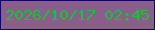 文字の大きさ：2、枠の色：0e0267、背景の色：8a5e8a、文字の色：14c434 無料ブログパーツのブログ時計