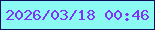 文字の大きさ：4、枠の色：0e0e5c、背景の色：8afaf2、文字の色：7e33f7 無料ブログパーツのブログ時計