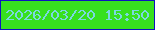 文字の大きさ：4、枠の色：0e12be、背景の色：37e01e、文字の色：7ad8e0 無料ブログパーツのブログ時計