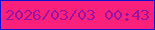 文字の大きさ：5、枠の色：0e12d2、背景の色：fc207d、文字の色：9813a2 無料ブログパーツのブログ時計