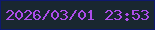 文字の大きさ：1、枠の色：0e196e、背景の色：192730、文字の色：ae4dea 無料ブログパーツのブログ時計