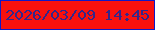 文字の大きさ：5、枠の色：0e19c7、背景の色：f8110e、文字の色：33268a 無料ブログパーツのブログ時計