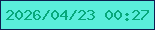 文字の大きさ：5、枠の色：0e1d50、背景の色：5aeedc、文字の色：07a87b 無料ブログパーツのブログ時計