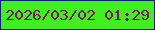 文字の大きさ：3、枠の色：0e1d7e、背景の色：40ef1e、文字の色：7f0f69 無料ブログパーツのブログ時計