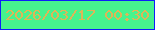 文字の大きさ：5、枠の色：0e1ef9、背景の色：46f38e、文字の色：dfb557 無料ブログパーツのブログ時計