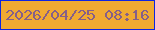 文字の大きさ：2、枠の色：0e25e1、背景の色：f1aa31、文字の色：865f89 無料ブログパーツのブログ時計