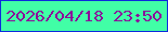 文字の大きさ：1、枠の色：0e2add、背景の色：41fea6、文字の色：8c0e9a 無料ブログパーツのブログ時計
