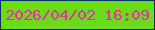 文字の大きさ：4、枠の色：0e3063、背景の色：6ada1a、文字の色：eb2ea1 無料ブログパーツのブログ時計