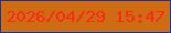 文字の大きさ：4、枠の色：0e30b3、背景の色：cd6c13、文字の色：fe271c 無料ブログパーツのブログ時計