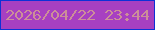 文字の大きさ：3、枠の色：0e31d6、背景の色：a740c1、文字の色：cc8f98 無料ブログパーツのブログ時計