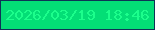文字の大きさ：1、枠の色：0e3356、背景の色：03de76、文字の色：1cfe8c 無料ブログパーツのブログ時計