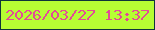 文字の大きさ：2、枠の色：0e353a、背景の色：b6fe33、文字の色：e34b97 無料ブログパーツのブログ時計