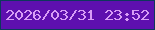 文字の大きさ：5、枠の色：0e385c、背景の色：5e10af、文字の色：d89df6 無料ブログパーツのブログ時計