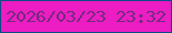 文字の大きさ：2、枠の色：0e4a84、背景の色：eb1dc3、文字の色：76297e 無料ブログパーツのブログ時計