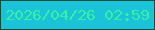 文字の大きさ：1、枠の色：0e5037、背景の色：1bc3d8、文字の色：39efa3 無料ブログパーツのブログ時計