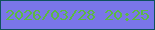 文字の大きさ：2、枠の色：0e515d、背景の色：7a76e8、文字の色：5cb943 無料ブログパーツのブログ時計