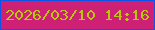 文字の大きさ：2、枠の色：0e54e7、背景の色：ce2075、文字の色：b8c70d 無料ブログパーツのブログ時計