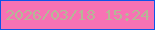 文字の大きさ：1、枠の色：0e54e9、背景の色：f772b4、文字の色：b5b796 無料ブログパーツのブログ時計