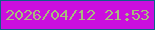 文字の大きさ：5、枠の色：0e6189、背景の色：cb0fde、文字の色：a8bd7c 無料ブログパーツのブログ時計